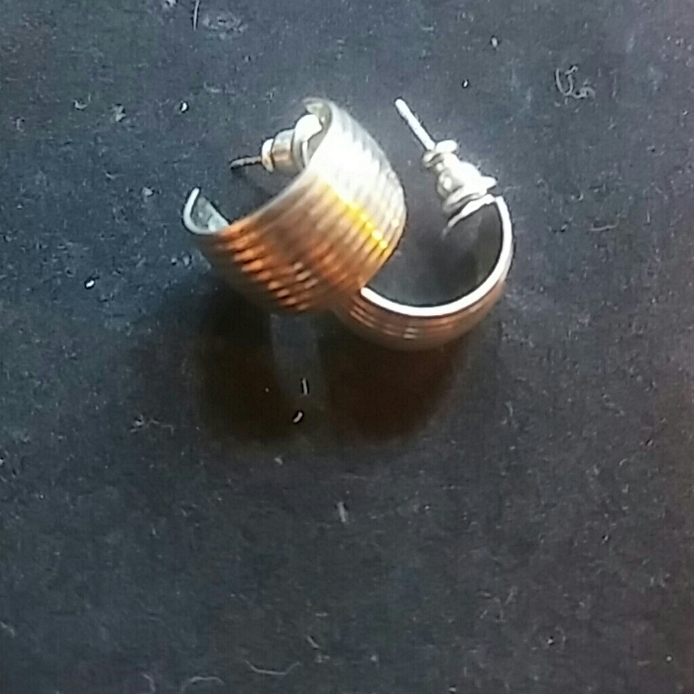 Silver  hoop post earrings